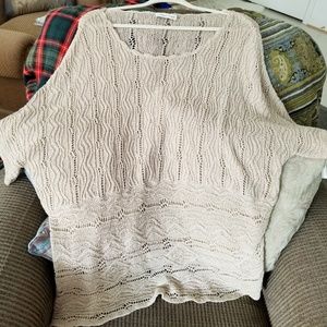 Vintage Tan Crocheted Tunic with Dolman Sleeves